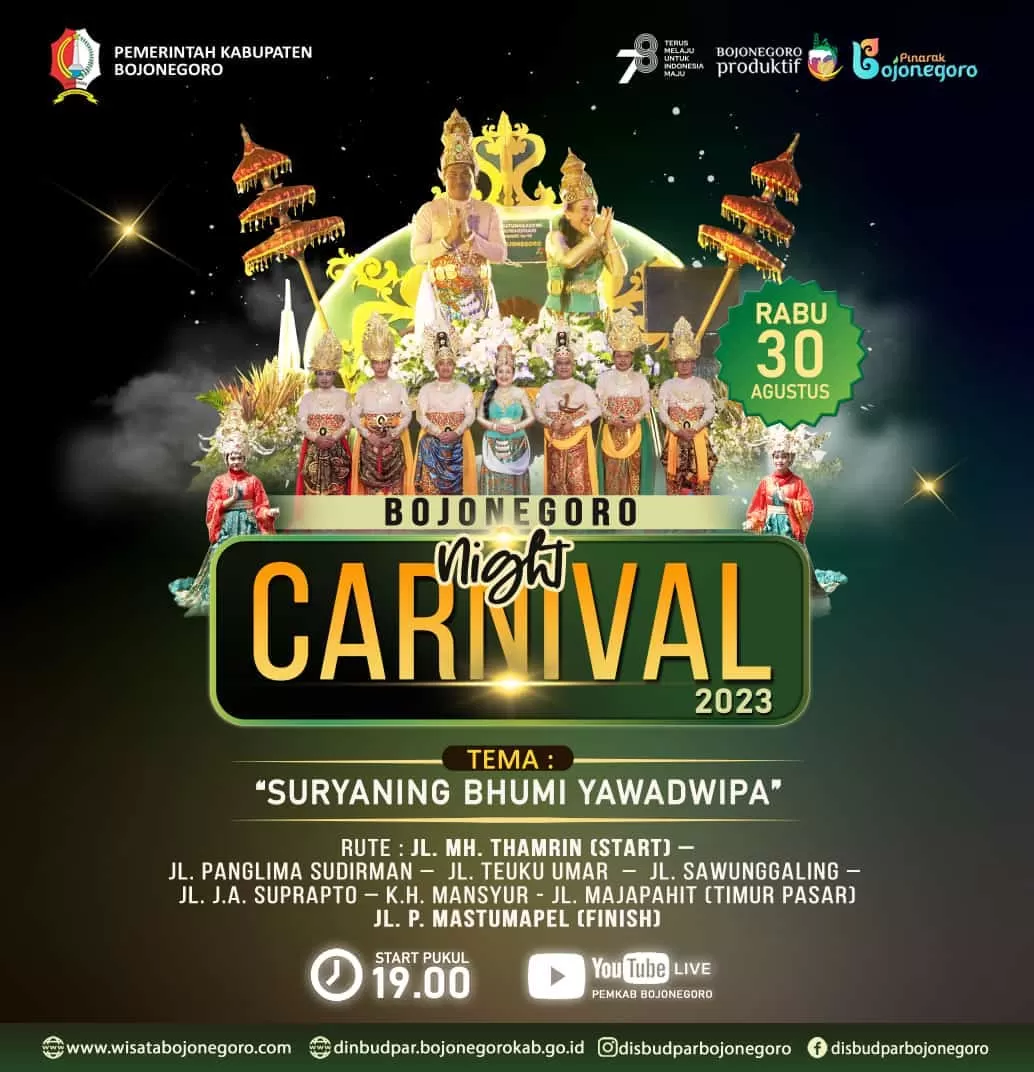 Bojonegoro Night Carnival 2023 Menerangi Malam dengan Konsep Suryaning Bhumi Yawadwipa yang Mengagumkan